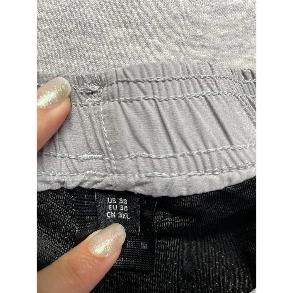 Outdoorsport Basketball Shorts Men's 38 Gray Black Mesh Lined Elastic Waisted